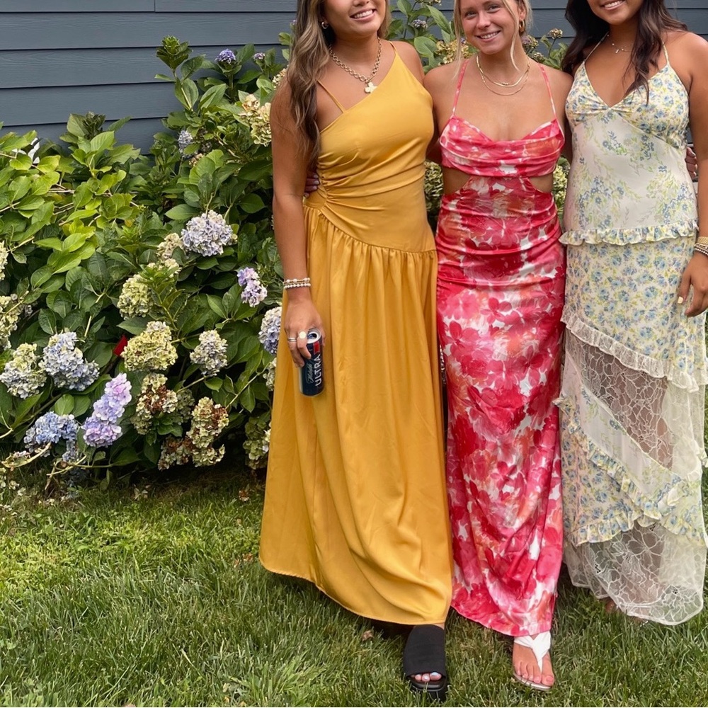 Nordstrom Yellow Ruched Asymmetrical Gown